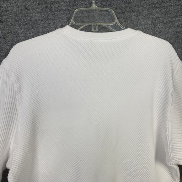 INC International Concepts Sweatshirt Women M White NWT Diagonal Knit Zip Pocket - Picture 9 of 9